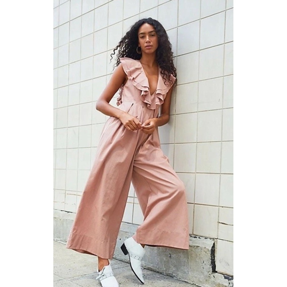 New NWT Free People Marta Jumpsuit Wide Leg Size 2 MSRP: $148‎ Linen Blend